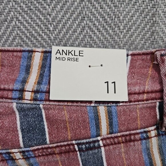 Indigo Rein Junior's Jeans Size 11 Ankle Mid Rise Red Blue Stripe RN 128963 NWT - Picture 2 of 16